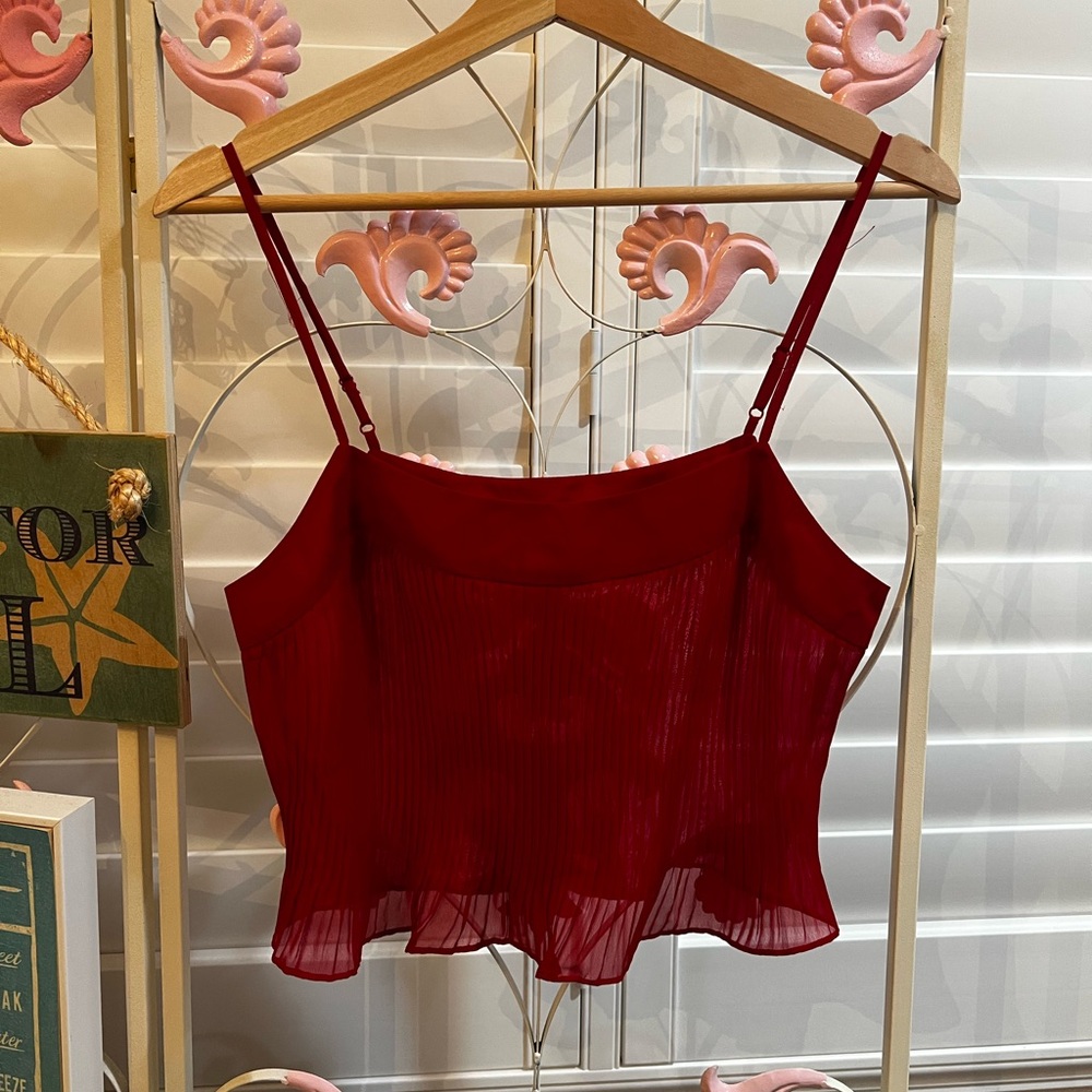 Pins & Needles Red Pleated Crop Top